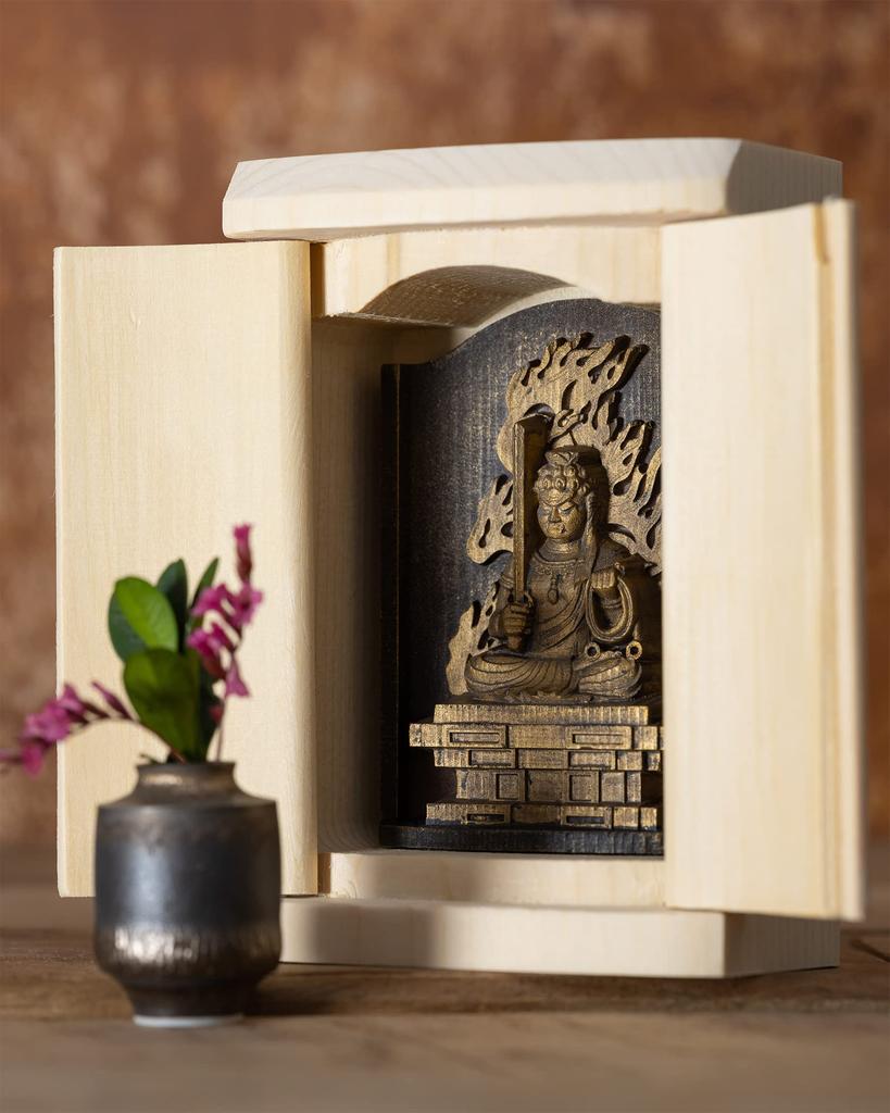 Zeku Acala Buddha statue in a shrine Koyasan Kongo Temple prayer Zodiac talisman for those born in the year of the Rooster (gold finish) - Sammai-in -