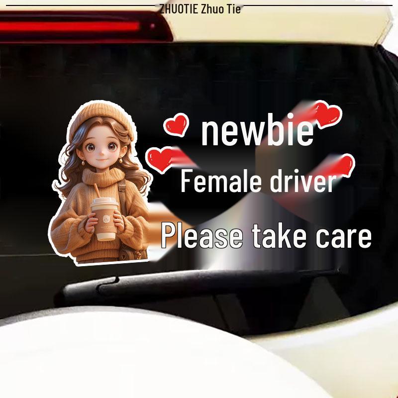 New Female Driver Reflective Rear Windshield Waterproof Warning Sticker