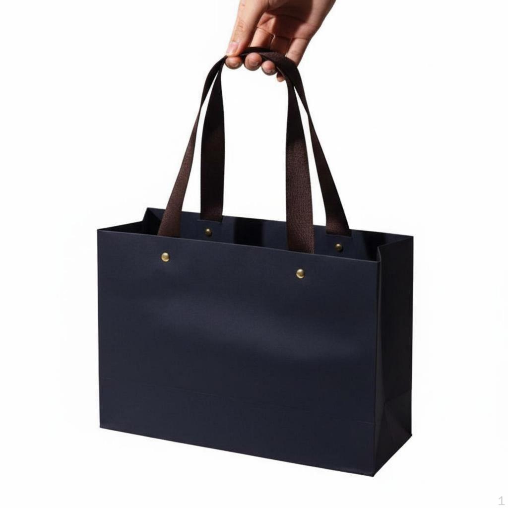 Schwarze Papiergeschenktüte Elegantes Design mit Henkeln Dickes Kartonmaterial für Herren,