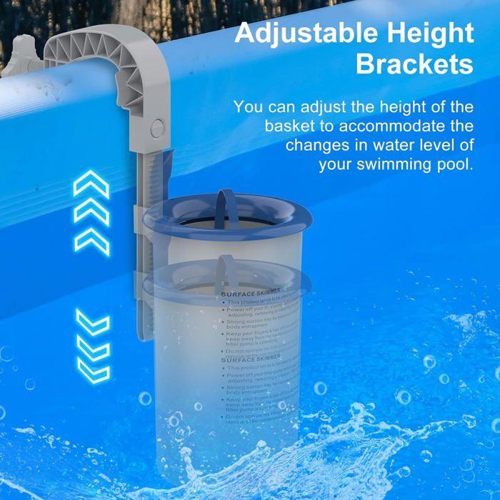 AIMOONSA Skimmer de surface pour piscine hors-sol - panier réglable, support bord pour piscines gonflables et tubulaires