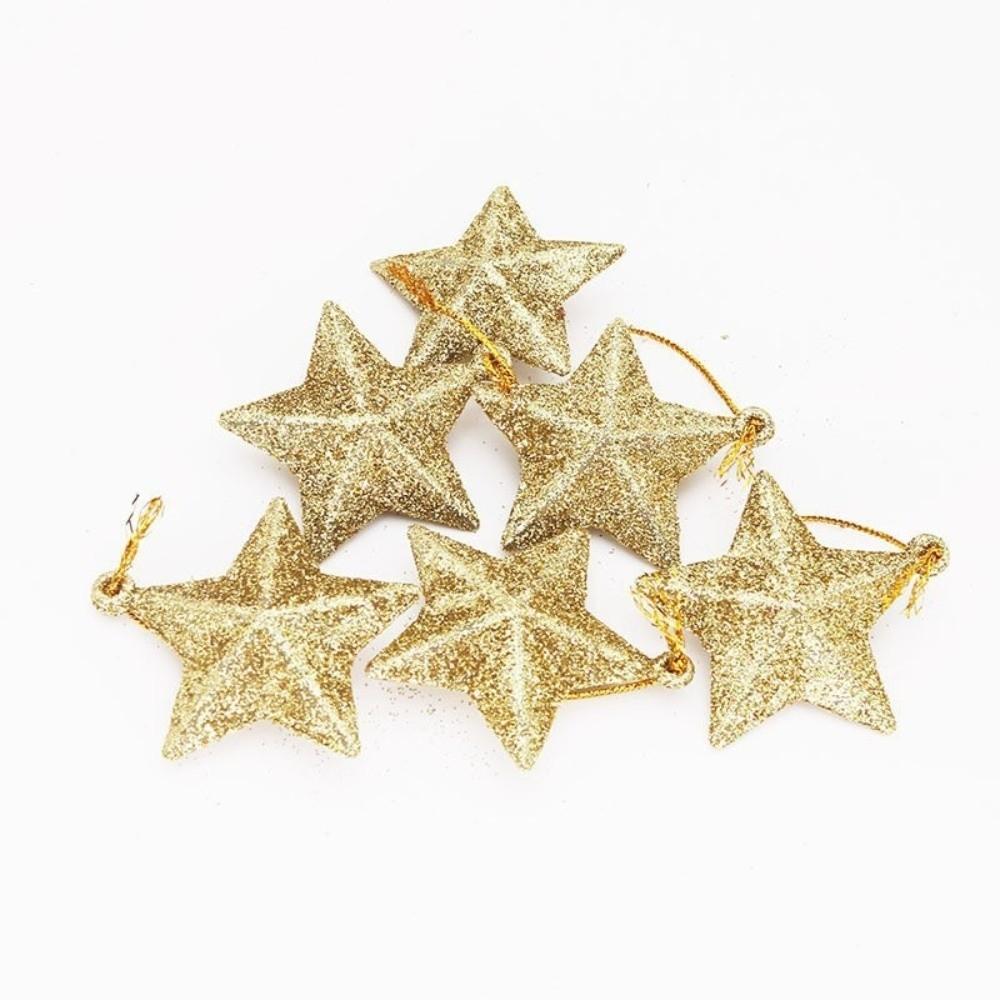 6Pcs DIY Christmas Tree Hanging Pendant Gold Glitter Xmas Tree Decoration Home Navidad Decor