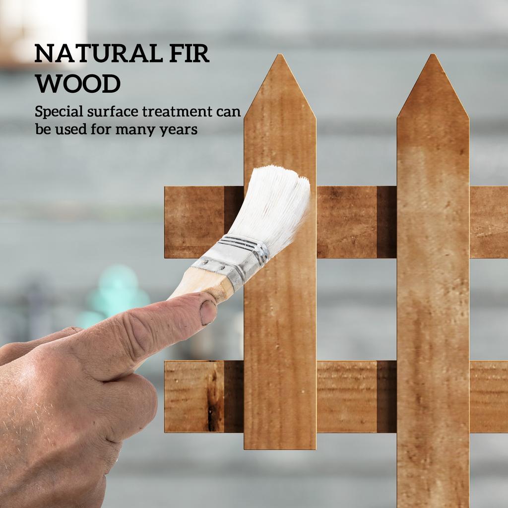 Pack of 12 Wooden Border Fences, Garden Fixed Picket Fence for Lawn Edging, Flowerbed, 60L X 1D X 34H Cm, Brown