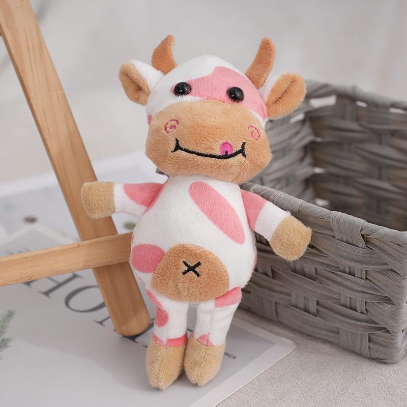 Creative Animal Cow Keychain PP Cotton Soft Spotted Pattern Keyring for Handbag Pendant Small Souvenir