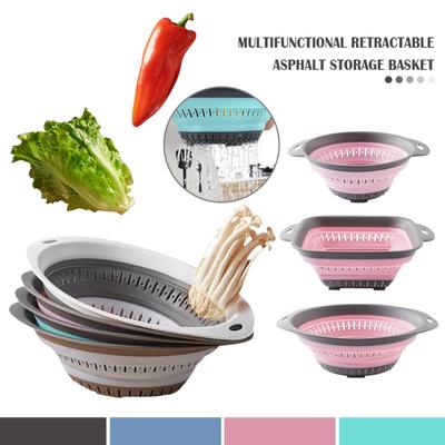 Silicone Kitchen Foldable Storage Basket Collapsible Colander Strainer Fruit Vegetable Drainer Kitchen Draining Filter Organzier