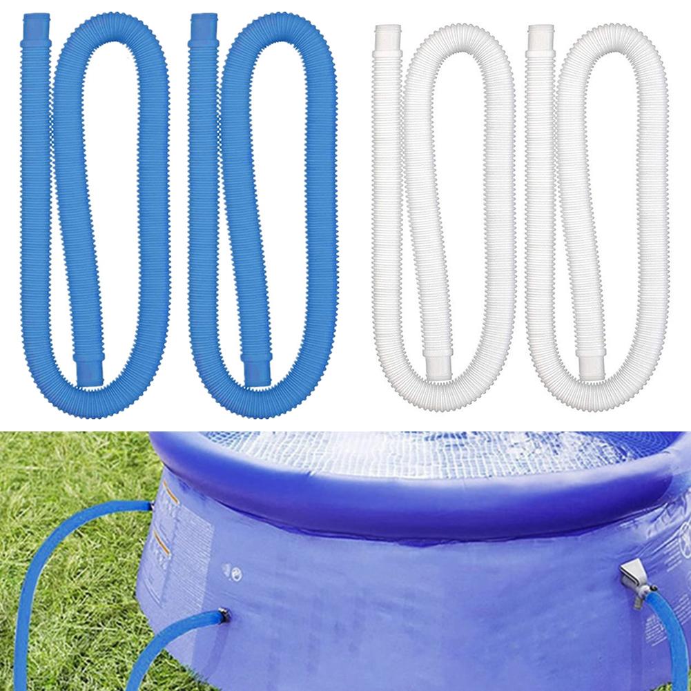 Zwei 1,5 Meter lange PVC-Zubehörschläuche für Ersatzpumpen von oberirdischen Pools, mit glatter Innenfläche und spiralförmiger Widerstandsfähigkeit
