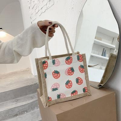 Female Bag National Fashion Korean Version Female Bag Printed Fruit Drama Linen Fashion Trend Female Bag