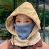 Big Girls Youth Women Balaclava Fleece Hat Scarf 2in1 Set Winter Warm Outdoor Neckwarmer Cold Weather with Mask