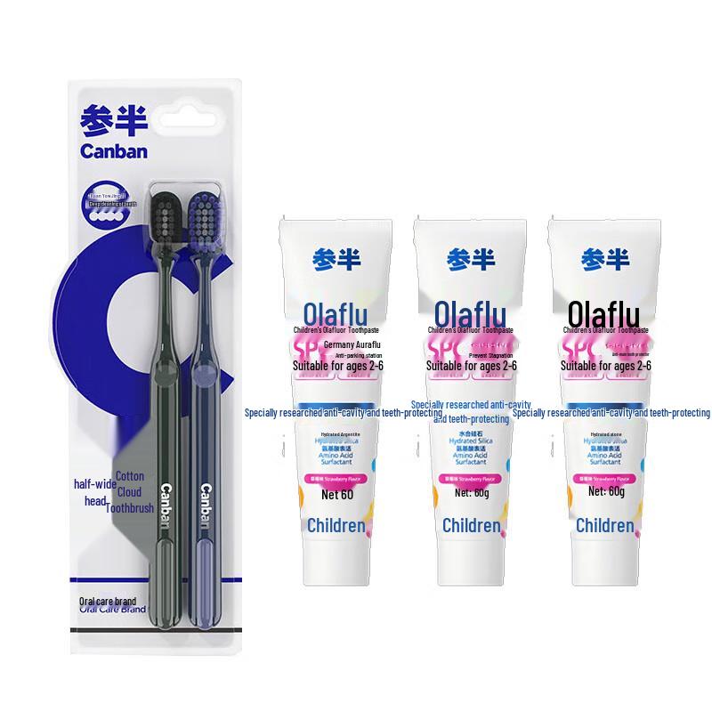 

Canban Wide Head Toothbrush & Kids Strawberry Toothpaste Set
