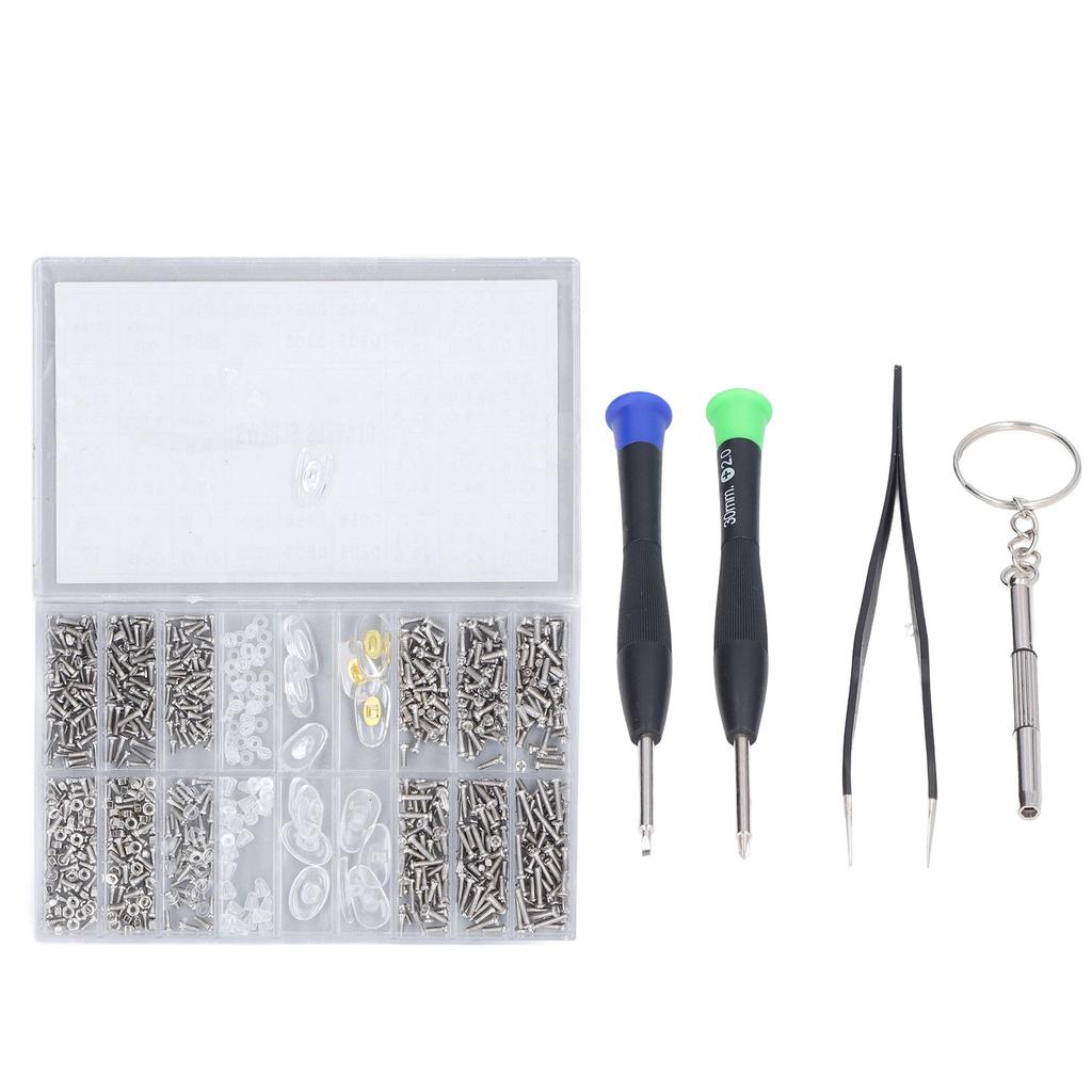 Brillenreparaturset Winzige Edelstahl-Sonnenbrillenschrauben Reparaturset mit Schraubendreher Pinzette für
