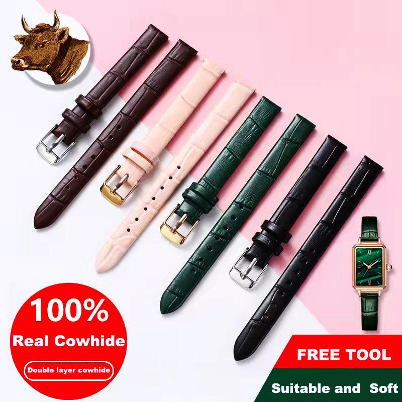 Leather Wath Strap 8mm 10mm 12mm 14mm 16mm 18mm 20mm Strap Genuine Leather Watch Bracelet Rose Gold Buckle with Tool