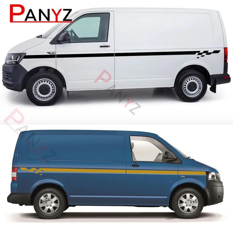 2PCS Car Stickers For Volkswagen VW Transporter T4 T5 T6 Camper Van Side Racing Stripes Graphics Vinyl Decals Auto Accessories