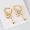 Geometric Square White Crystal Pendant Earrings For Women Fashionable Personalized Daily Accessory Party Jewelry Birthday Gifts
