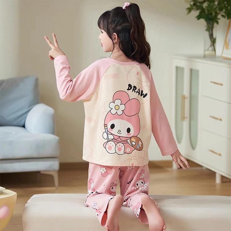 Girls' Cute Cartoon Long-Sleeve Pajama Set for Spring, Autumn, Winter 2026