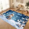 Christmas Winter Theme Crystal Velvet Floor Rug Personalized Custom Name Text Warm Carpet Home Decoration