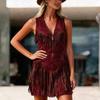 Sleeveless V Neck Zipper Dress for Women Western Style Look Mini Dress Summer Dresses for Women Uk Ladies Summer Dresses Uk