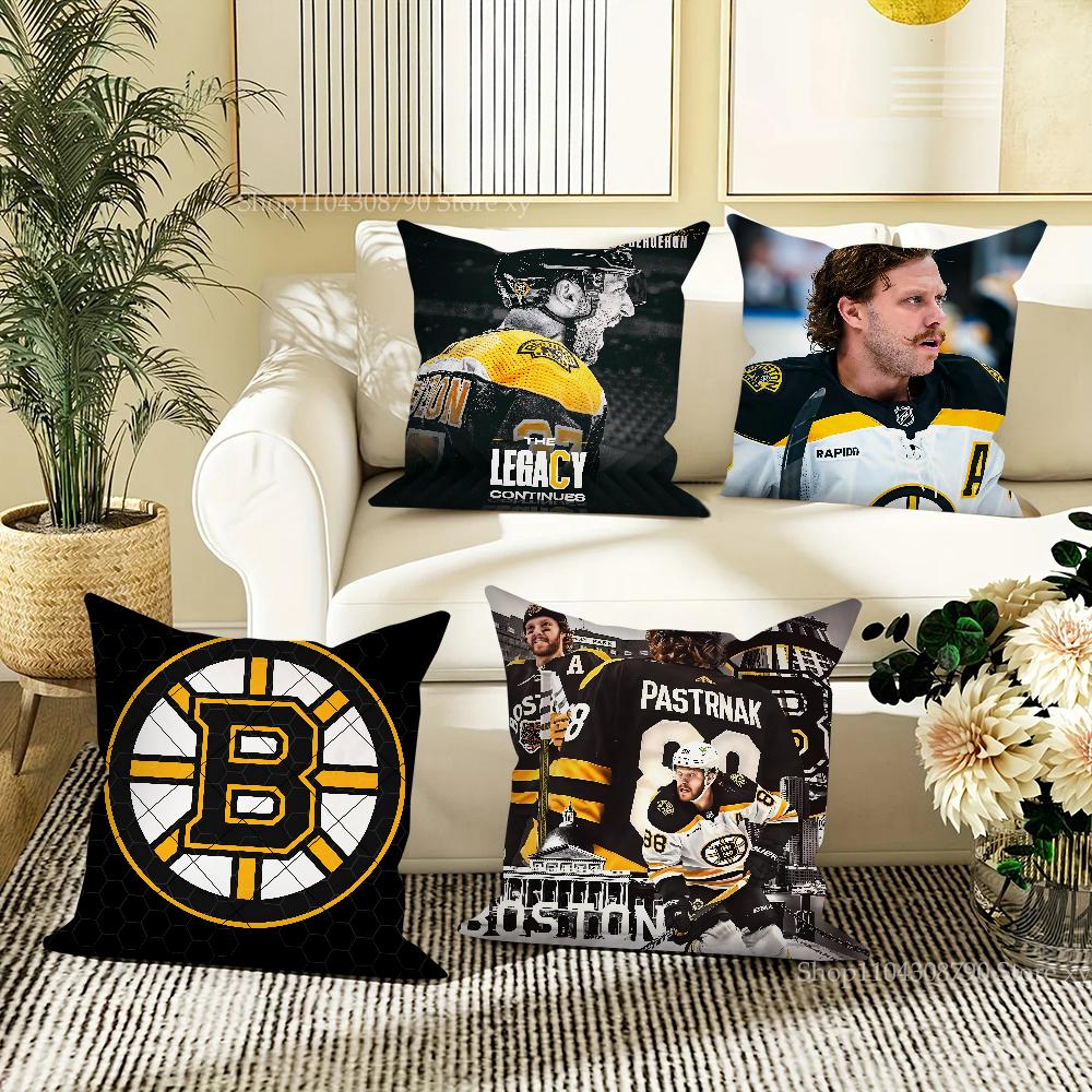 Jessica Chen Unisex B-Boston-N B-Bruins Pillow Case Square Pillow Bedroom Sofa Leisure Comfort Cushion Car Living Room Home Decoration