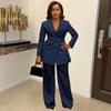 K3733 European Elegant Waist-Cinching Lapel Suit & Trousers Set