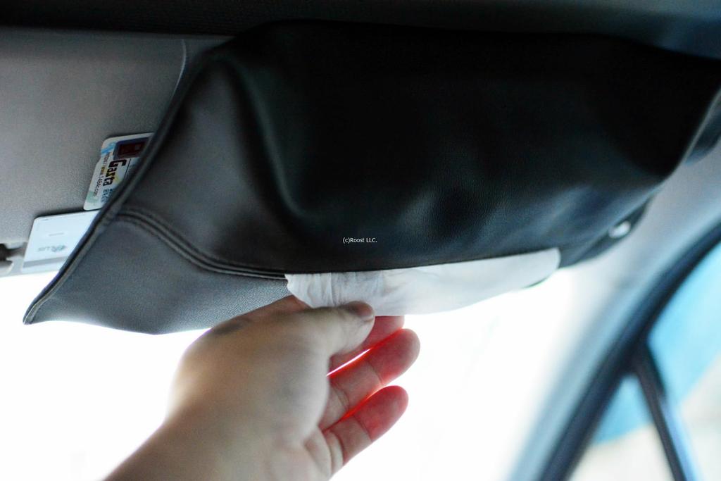 Inspected In Stylish Hanging Tissue Case for and Compatible with Boxes and Boxless PU Leather Black Visor [100% Japan] Cars, Headrests, Kitchens,