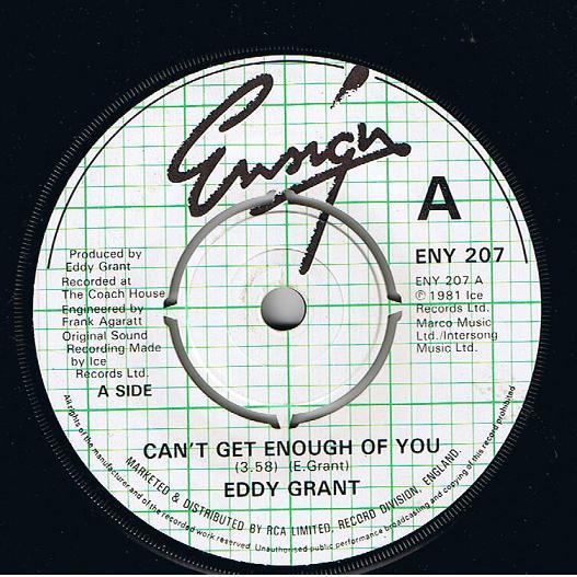

7-дюймовая пластинка EDDY GRANT Cant Get Enough Of You ENY207 Ensign 1981 UK Dance Электроника Б/у