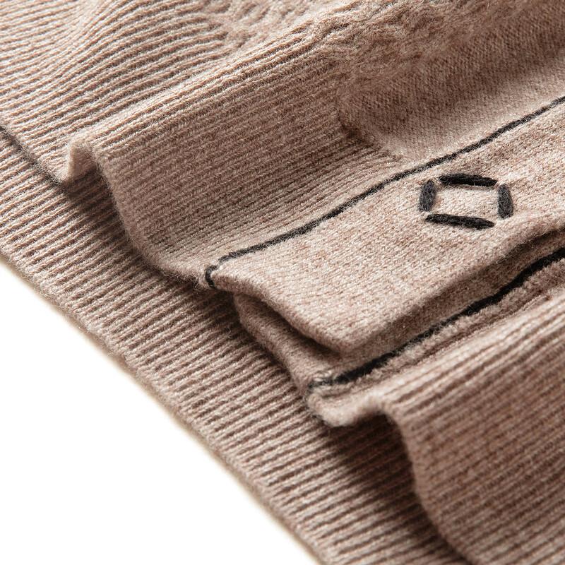 Pull Cardigan à Col Rond Texturé 100% Laine Pure pour Femmes TUHUANG