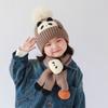 2Pcs Korean Style Children Hat Scarf Set Thickened Cartoon Warm Scarf Knitted Beanies Hat  Infant