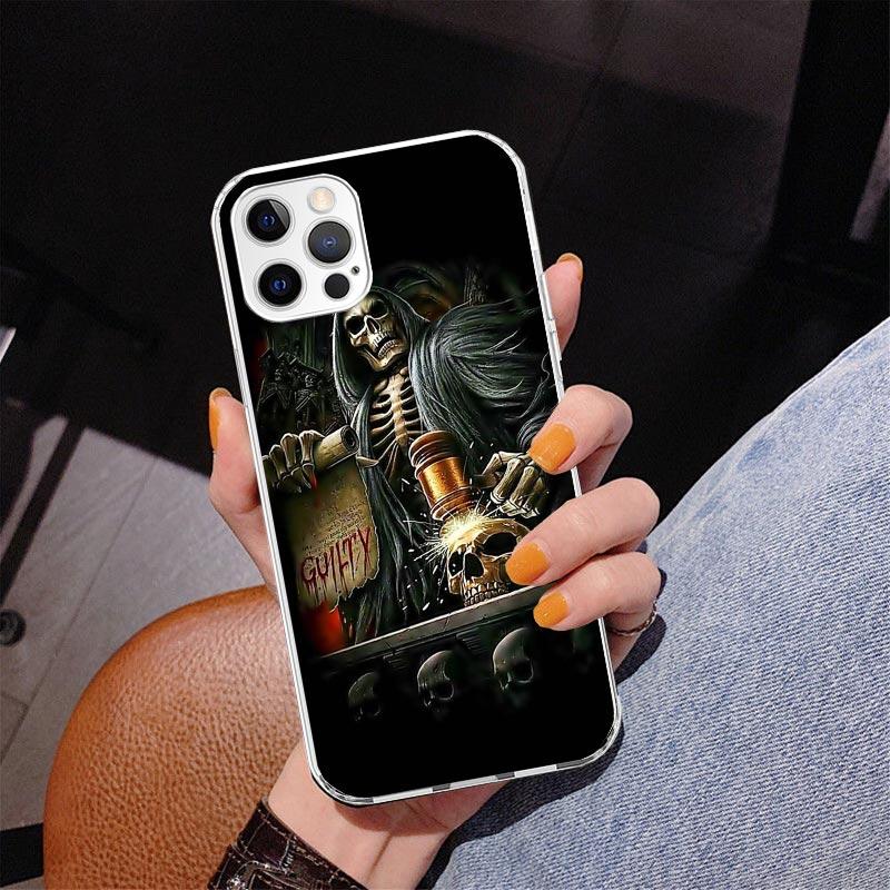 Reaper Skull Skeleton Gun Phone Case For iPhone 17 Air 16 Pro Max 16E 15 + 14 Plus 11 12 13 Mini 7 8 SE Gift Print Cover Fundas