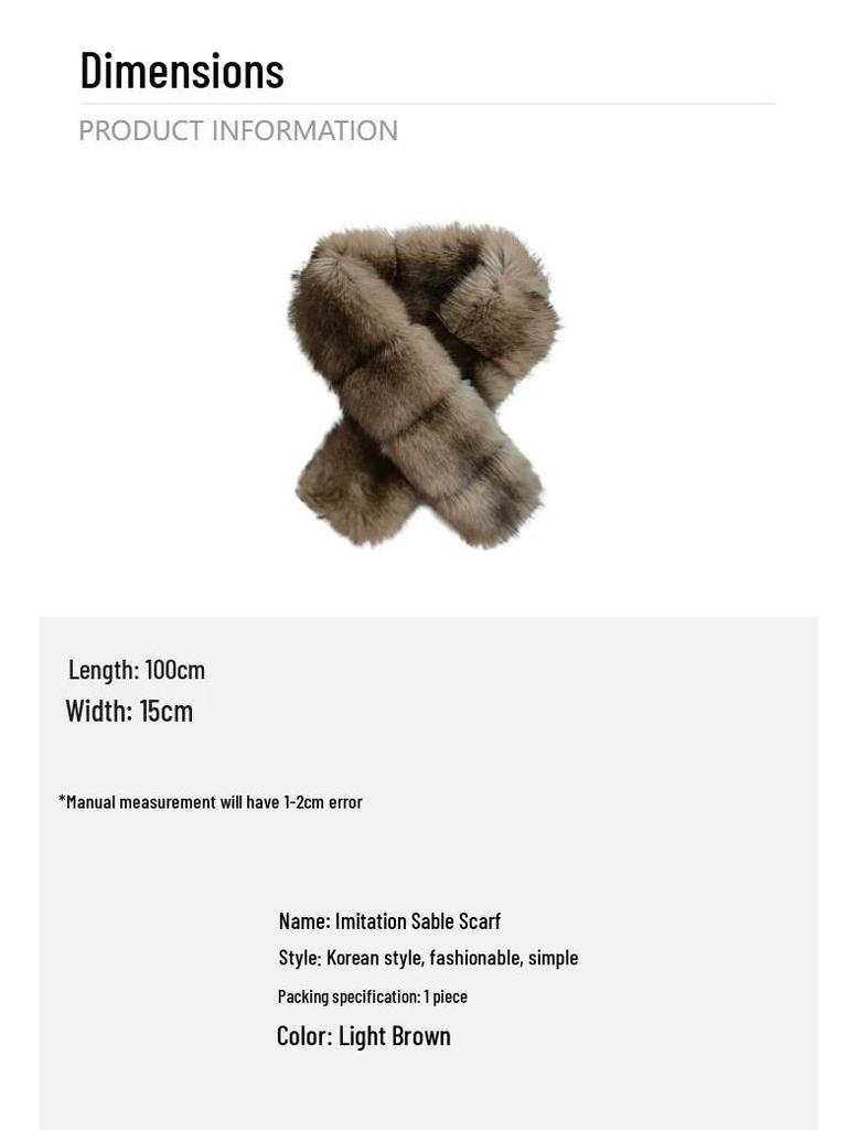 Korean Style Double-Sided Faux Mink Fur Scarf: Women's Thick Warm Neck Warmer for Autumn/Winter - Versatile & High-End Feel