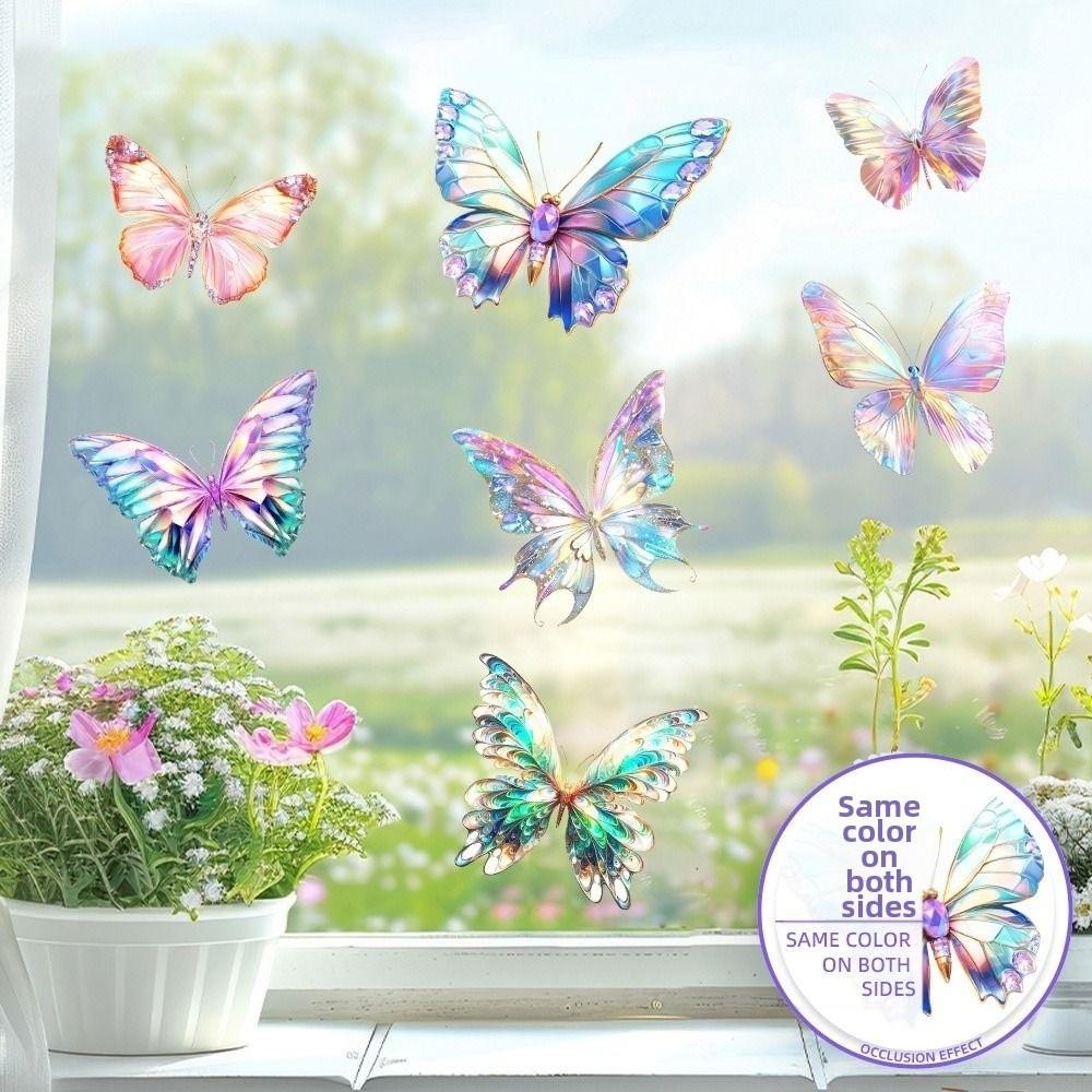 Multicolor Electrostatic Window Stickers Static Butterfly Glass Stickers  Home Decoration