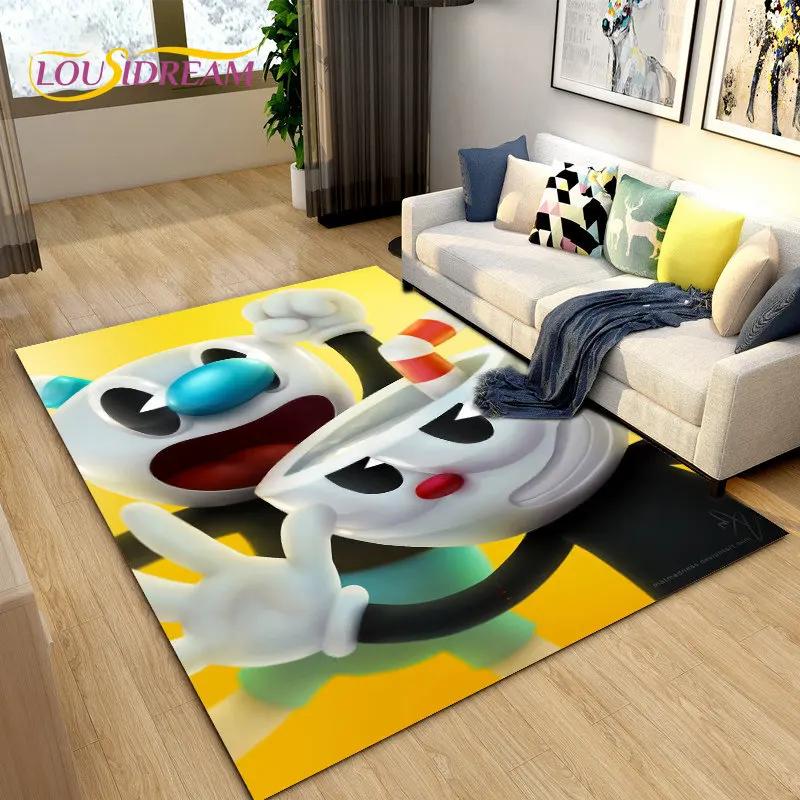 Cuphead and Mugman,Koberec na herní plochu,Koberec do obývacího pokoje Ložnice Pohovka Dekorace rohožky, Protiskluzová podložka na podlahu pro děti