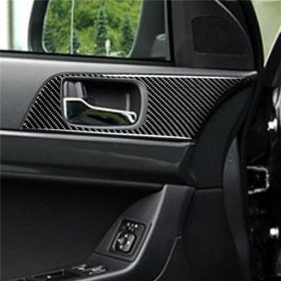 Carbon Fiber Interior Front Door Handle Cover Trim or Mitsubishi Lancer 08-15