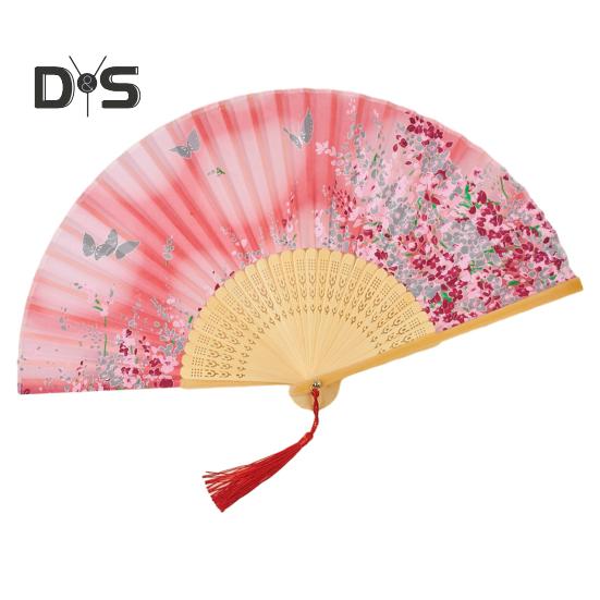 Faltfächer im chinesischen Stil mit Quasten, tragbarer Handkühlventilator für den Sommer, Dekoration, Tanz-Performance-Requisiten, Party-Kostümzubehör