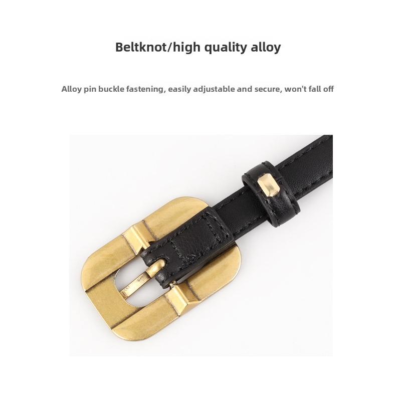 Mary Luxury leather belt - women's genuine smooth pin buckle, premium split cowhide slim dress belt