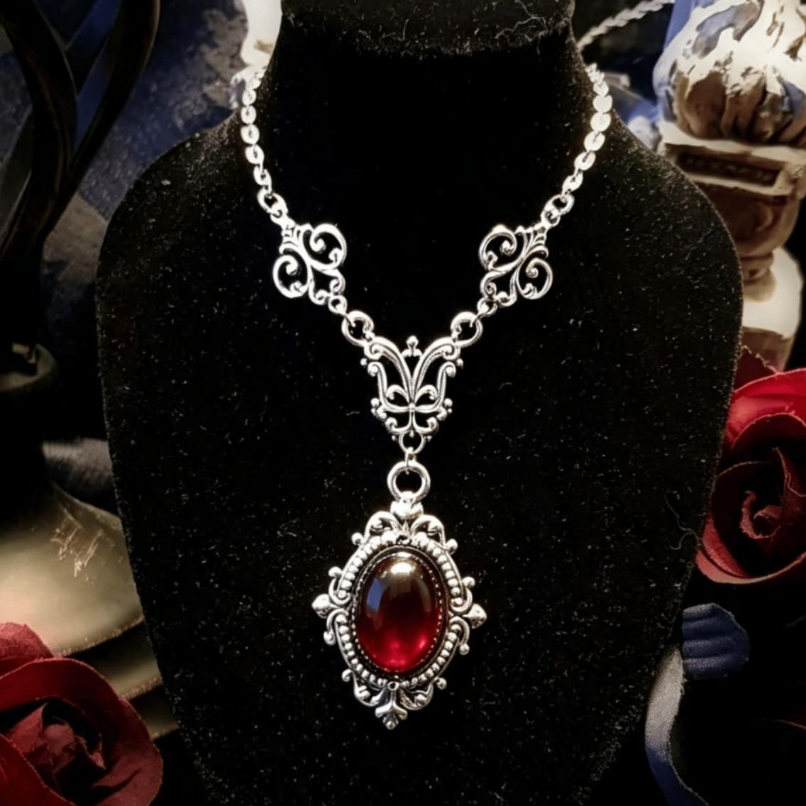Handmade vintage silver black Victorian gothic