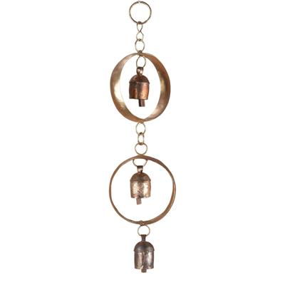 Handmade Metal Wind Chimes for Outdoor Decor - Rustic Hanging Bells Patio Garden Indian Craft 13 X 3.25 Inch