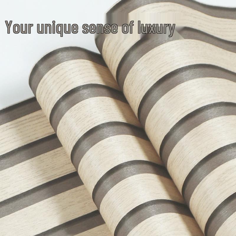 Self-Adhesive Wood Grain Stripe Wallpaper for Bedroom – Warm, High-Value, Cross-Border Design