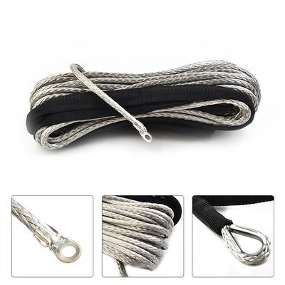 Synthetic Winch Rope Line Cable Tow Cord With Sheath Gray Light Weight