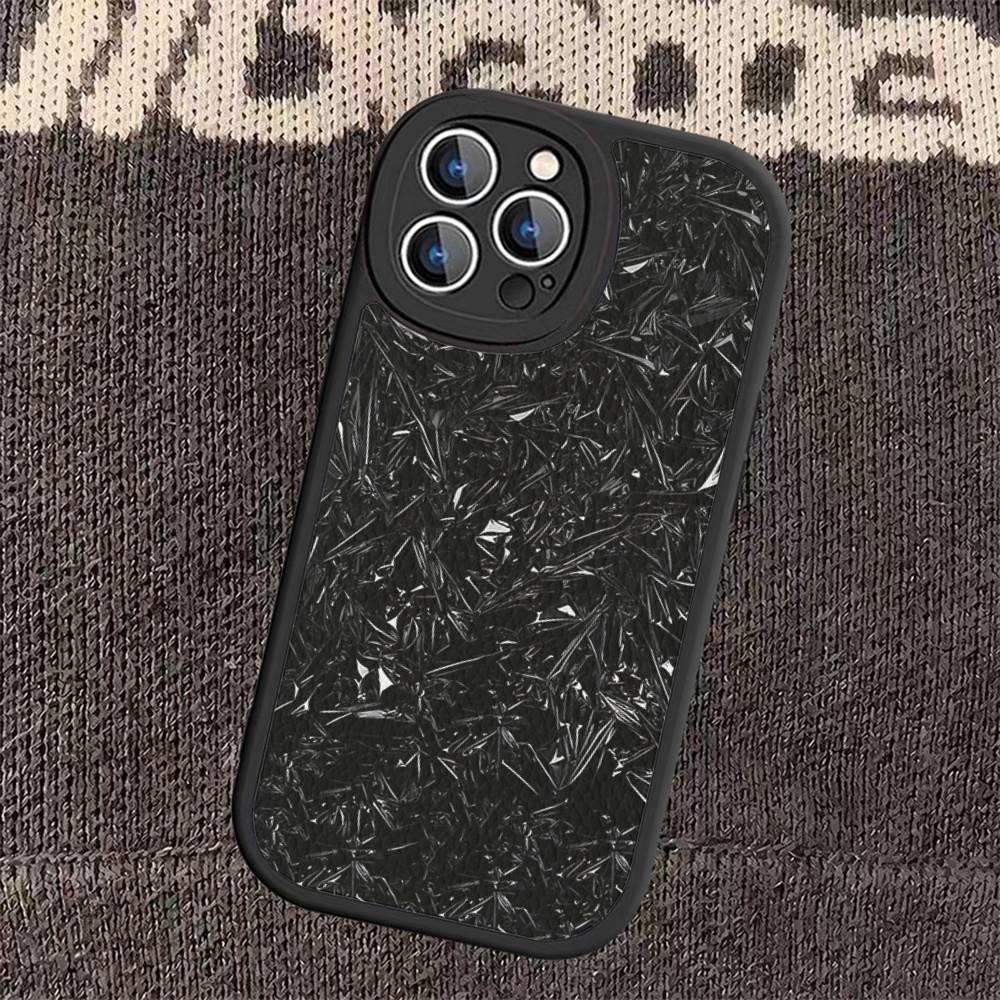 Forged Carbon Fundas Leather Phone Case For IPhone 16 16e 15 14 13 12 11 Pro Max Plus Mini Cover