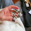 Delicate Green Enamel Cane Vine Brooches For Women Retro Pearl Wreath Casual Weddings Brooch Pins Gifts