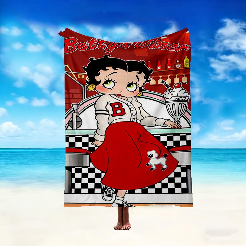 1pc Betty Boop Blanket, Home Printed Throw Blanket - Soft Blanket Gift for Family, Washable Sofa Bed Blanket