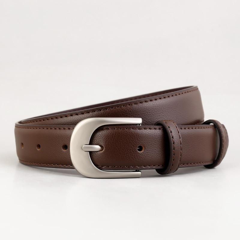 

Leather Belt For Women With Zinc Alloy Buckle For Casual And Office Wear кавовий