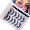 6 Pair False Eyelashes Self Adhesive Colored Lashes Fluffy Handmade Dramatic Decoration Eye Lashes Set for Cosplay