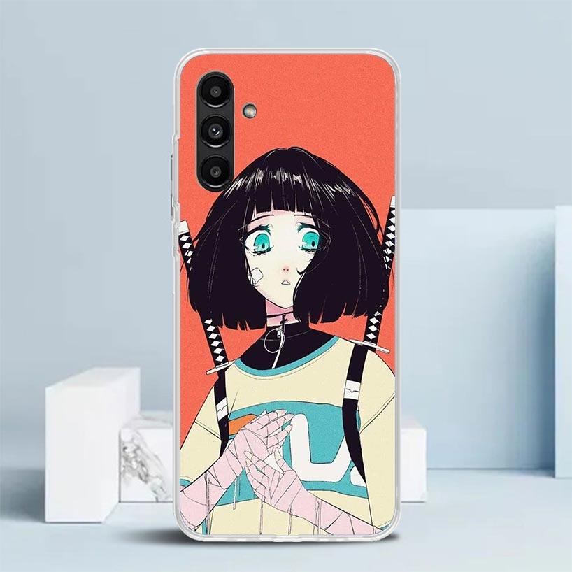 Japanese Style Anime Girl Phone Case For Samsung Galaxy A17 A37 A57 A16 A15 A14 A13 A56 A55 A54 A53 A36 A35 A34 A33 A26 A25 A24