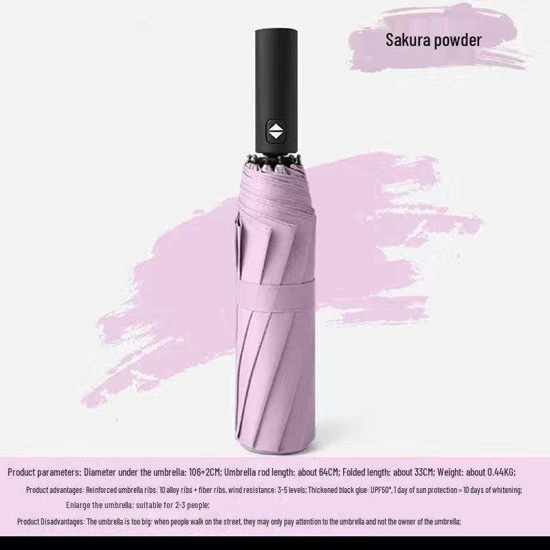 UV Auto Open/Close Large Double Folding Windproof Umbrella for Two, Reinforced for Sun/Rain, Dual Use for Men and Women