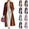 Cappotto Lungo da Donna in Velluto con Collo a Revers Lunghezza Sopra il Ginocchio Elegante Capospalla Invernale