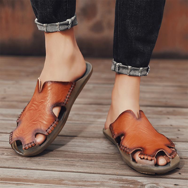 38-48 Summer Men's Large Handcrafted Baotou Slippers Outdoor Sandals Fashion Casual Slippers