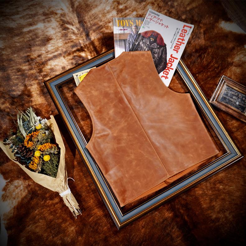 Klasická retro kožená kožená vesta Tomahawk na motorku