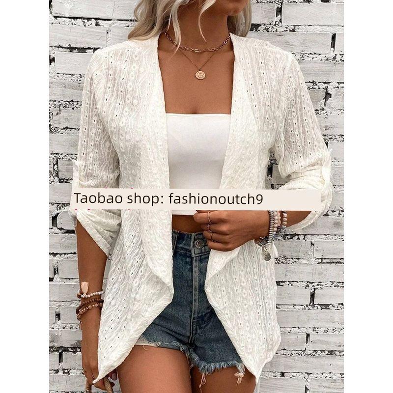 

2025 ЖЕНСКИЙ Однотонный Повседневный Кардиган на Пуговицах White 2XL