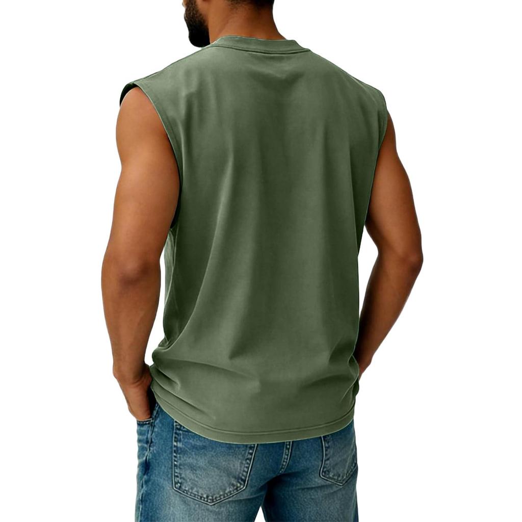 Men Sleeveless Muscle Tank Top Casual Athletic Vest Crew Neck Printed Graphic Loose Fit Summer Shirt for Outdoor Gym Workout