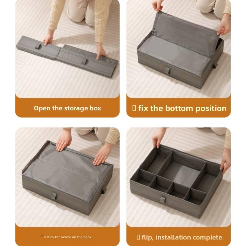Foldable Polyester Clothing Storage Container With Compartments For Closet Organization