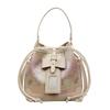 Bucket Bowknot Vintage Handbag with Ethnic Style and Three-color Glaze Bucket Bag for Casual Wear